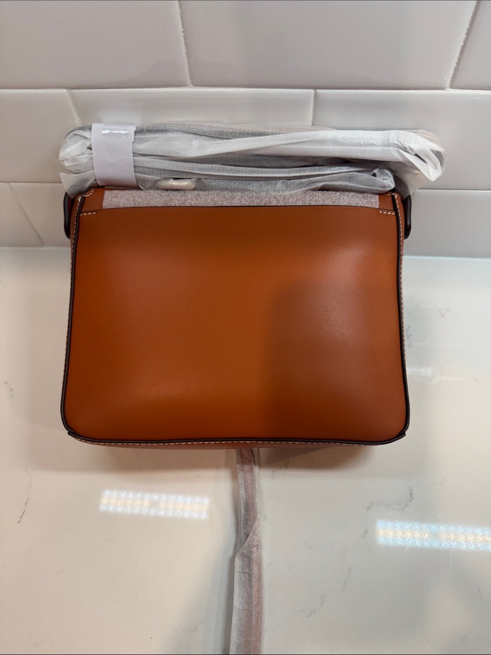 Tory Burch Leather Convertible Crossbody in aged camello - Picture 2 of 7
